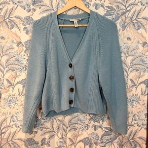 Women's Blue Button-Up Sweater